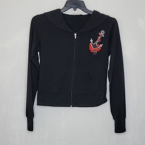 Living Dead Souls Goth Sailor Embroidered Sweater Size Medium - Picture 1 of 6